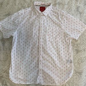 Denim & Flower Short Sleeve Flamingo Button Down